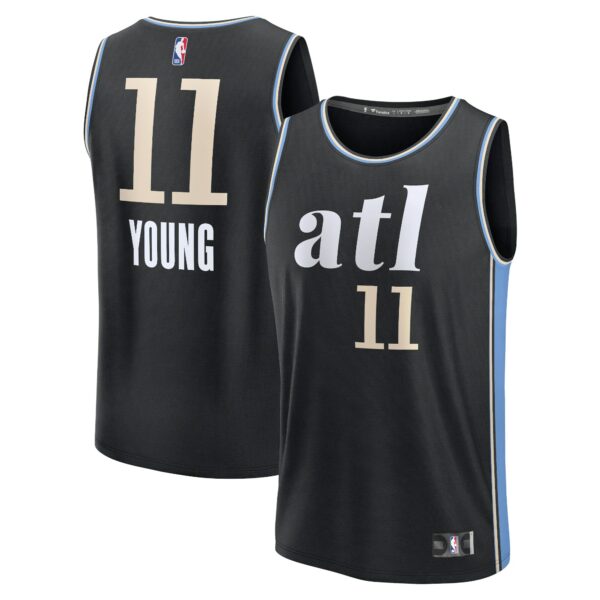 Trae Young Atlanta Hawks Fanatics Fast Break Jersey - Black - City Edition - Image 2