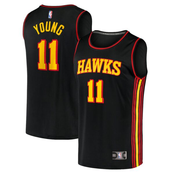Trae Young Atlanta Hawks Fanatics Fast Break Replica Jersey - Statement Edition - Black - Image 2
