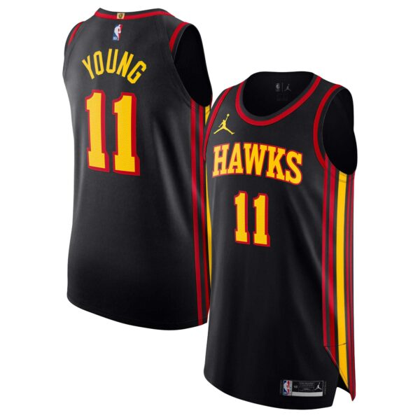 Trae Young Atlanta Hawks Jordan Brand Authentic Player Jersey - Statement Edition - Black - Image 2