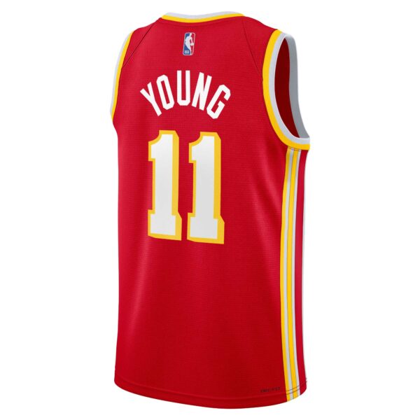 Trae Young Atlanta Hawks Nike Youth Swingman Jersey - Icon Edition - Red - Image 4