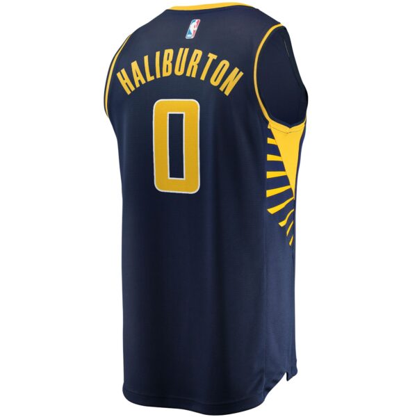 Tyrese Haliburton Indiana Pacers Fanatics 2021/22 Fast Break Replica Jersey - Icon Edition - Navy - Image 4