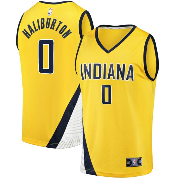 Tyrese Haliburton Indiana Pacers Fanatics Youth Fast Break Replica Jersey - Statement Edition - Gold - Image 2