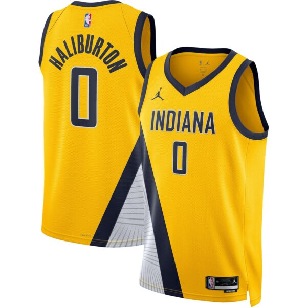 Tyrese Haliburton Indiana Pacers Jordan Brand Unisex Swingman Jersey - Statement Edition - Gold - Image 2