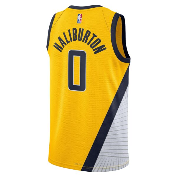 Tyrese Haliburton Indiana Pacers Jordan Brand Unisex Swingman Jersey - Statement Edition - Gold - Image 4