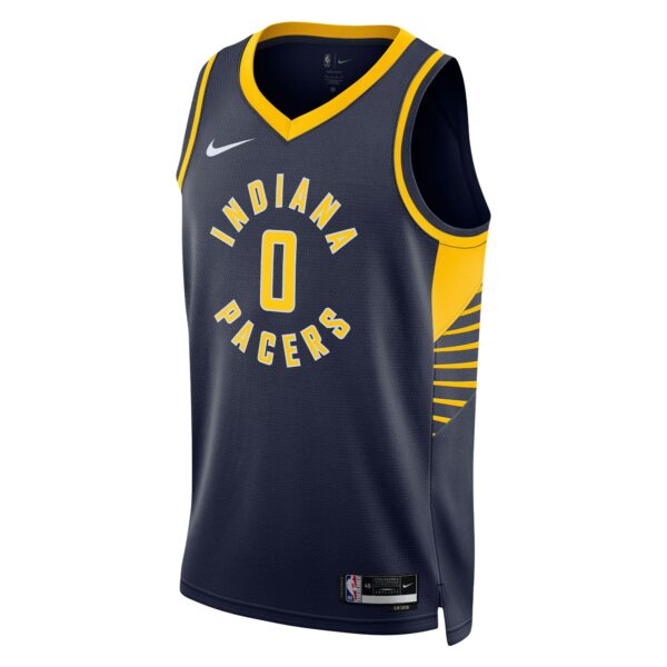Tyrese Haliburton Indiana Pacers Nike Unisex Swingman Jersey - Icon Edition - Navy - Image 3
