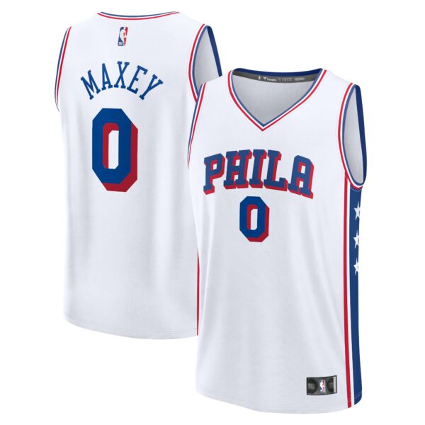 Tyrese Maxey Philadelphia 76ers Fanatics Fast Break Replica Player Jersey - Association Edition - White - Image 2