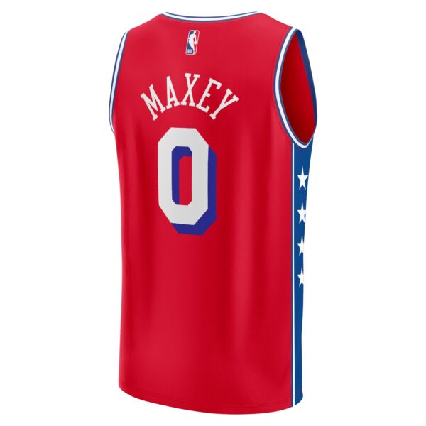 Tyrese Maxey Philadelphia 76ers Fanatics Fast Break Replica Player Jersey - Statement Edition - Red - Image 4