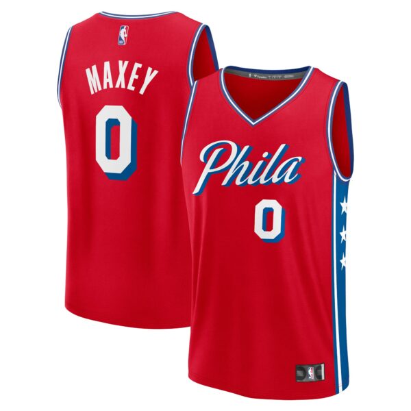 Tyrese Maxey Philadelphia 76ers Fanatics Fast Break Replica Player Jersey - Statement Edition - Red - Image 2