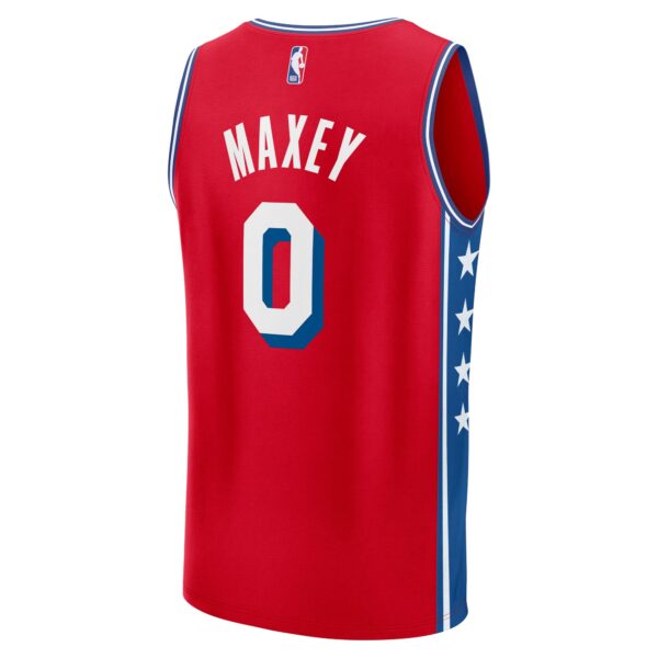 Tyrese Maxey Philadelphia 76ers Fanatics Fast Break Replica Player Jersey - Statement Edition - Red - Image 4