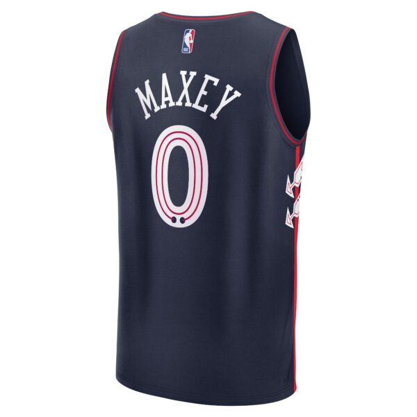 Tyrese Maxey Philadelphia 76ers Fanatics Youth 2023/24 Fast Break Jersey - Navy - City Edition - Image 4