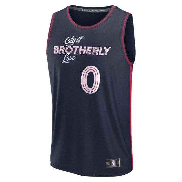 Tyrese Maxey Philadelphia 76ers Fanatics Youth 2023/24 Fast Break Jersey - Navy - City Edition - Image 3