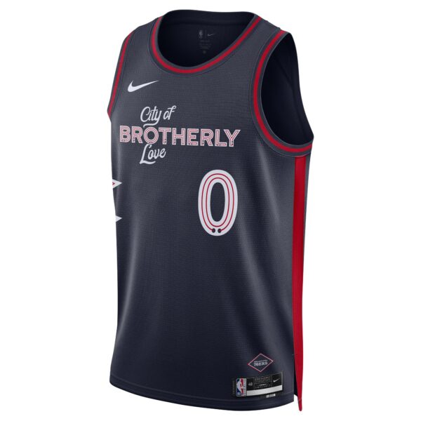 Tyrese Maxey Philadelphia 76ers Nike Unisex 2023/24 Swingman Jersey - Navy - City Edition - Image 3