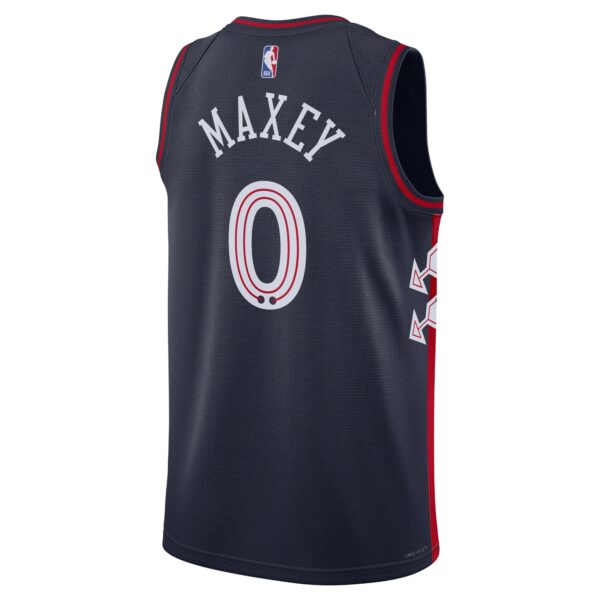 Tyrese Maxey Philadelphia 76ers Nike Unisex 2023/24 Swingman Jersey - Navy - City Edition - Image 4