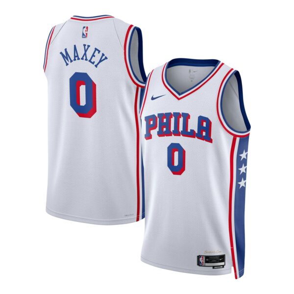 Tyrese Maxey Philadelphia 76ers Nike Unisex Swingman Jersey - Association Edition - White - Image 2