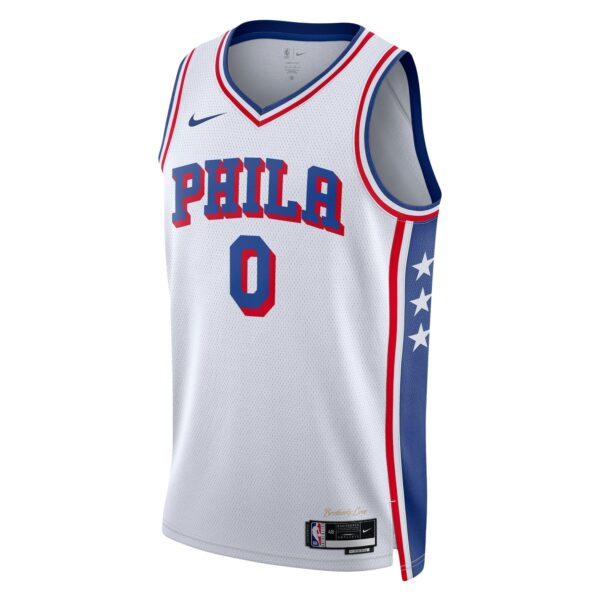 Tyrese Maxey Philadelphia 76ers Nike Unisex Swingman Jersey - Association Edition - White - Image 3