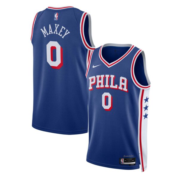 Tyrese Maxey Philadelphia 76ers Nike Unisex Swingman Jersey - Icon Edition - Royal - Image 2