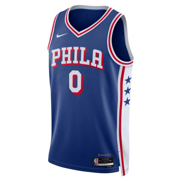 Tyrese Maxey Philadelphia 76ers Nike Unisex Swingman Jersey - Icon Edition - Royal - Image 3