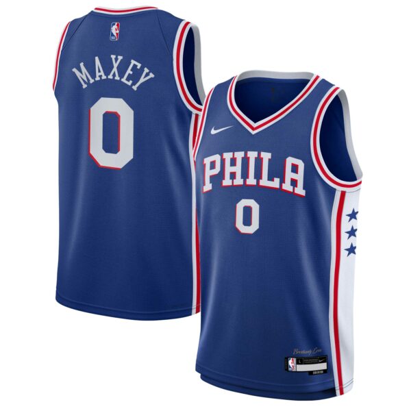 Tyrese Maxey Philadelphia 76ers Nike Youth Swingman Jersey - Icon Edition - Royal - Image 2