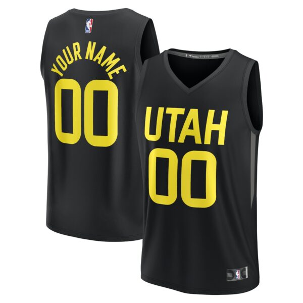 Utah Jazz Fanatics  Fast Break Custom Replica Jersey - Black - Statement Edition - Image 2