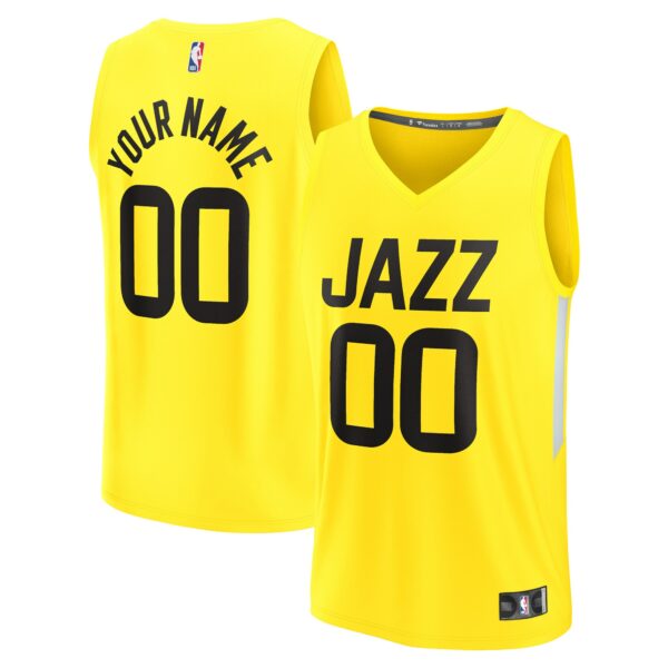 Utah Jazz Fanatics Fast Break Replica Custom Jersey - Icon Edition - Yellow - Image 2