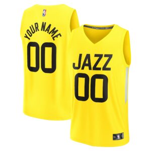 Utah Jazz Fanatics Youth Fast Break Replica Custom Jersey - Icon Edition - Yellow