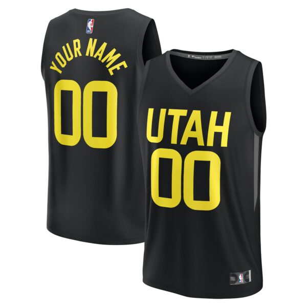Utah Jazz Fanatics Youth Fast Break Replica Custom Jersey - Statement Edition - Black - Image 2
