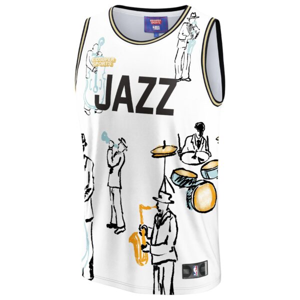 Utah Jazz NBA & KidSuper Studios by Fanatics Unisex Hometown Jersey - White - Image 3
