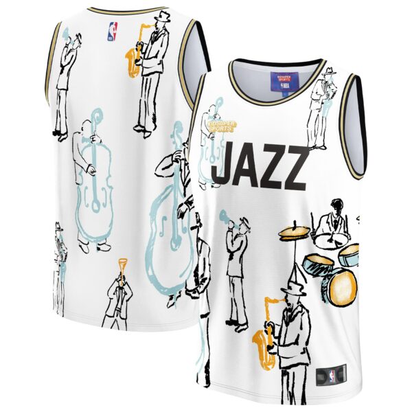 Utah Jazz NBA & KidSuper Studios by Fanatics Unisex Hometown Jersey - White - Image 2