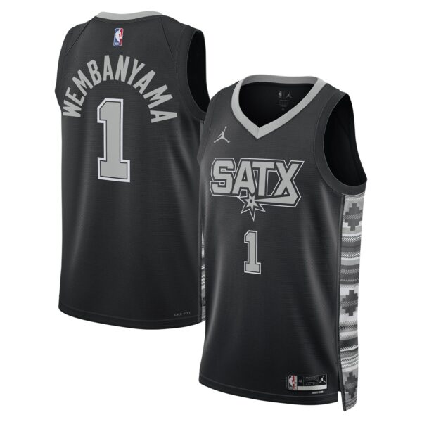 Victor Wembanyama San Antonio Spurs Jordan Brand Unisex Swingman Jersey - Statement Edition - Black - Image 2