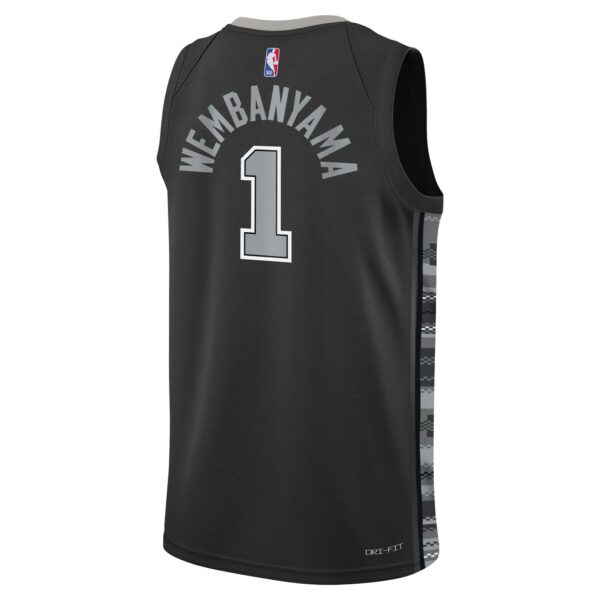 Victor Wembanyama San Antonio Spurs Jordan Brand Youth Swingman Jersey - Statement Edition - Black - Image 4