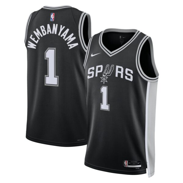 Victor Wembanyama San Antonio Spurs Nike Unisex 2023 NBA Draft First Round Pick Swingman Jersey - Icon Edition - Black - Image 2