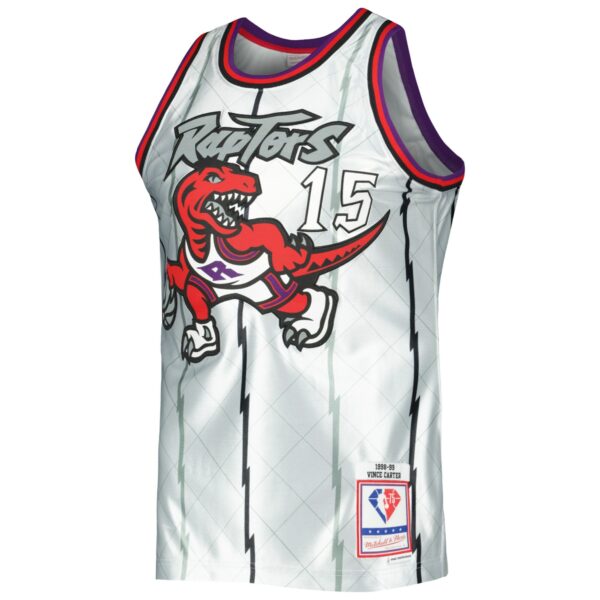 Vince Carter Toronto Raptors Mitchell & Ness 1998/99 Hardwood Classics 75th Anniversary Swingman Jersey - Platinum - Image 3