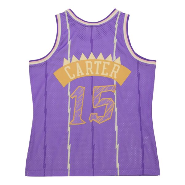 Vince Carter Toronto Raptors Mitchell & Ness 1998/99 Swingman Sidewalk Sketch Jersey - Purple - Image 4