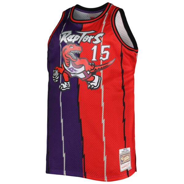 Vince Carter Toronto Raptors Mitchell & Ness Big & Tall Hardwood Classics 1998/99 Split Swingman Jersey - Purple/Red - Image 3