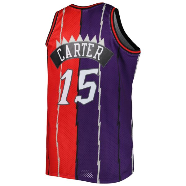 Vince Carter Toronto Raptors Mitchell & Ness Big & Tall Hardwood Classics 1998/99 Split Swingman Jersey - Purple/Red - Image 4