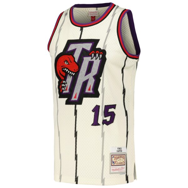 Vince Carter Toronto Raptors Mitchell & Ness Chainstitch Swingman Jersey - Cream - Image 3