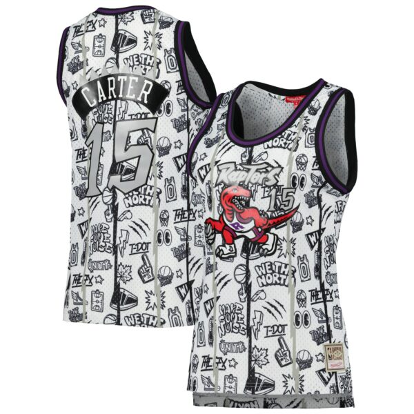 Vince Carter Toronto Raptors Mitchell & Ness Women's 1998 Doodle Swingman Jersey - White - Image 2
