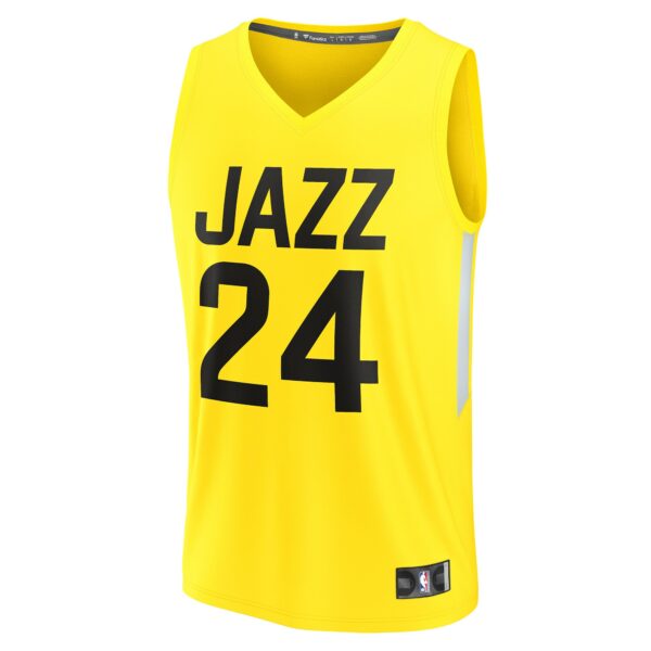 Walker Kessler Utah Jazz Fanatics Fast Break Replica Player Jersey - Icon Edition - Yellow - Image 3
