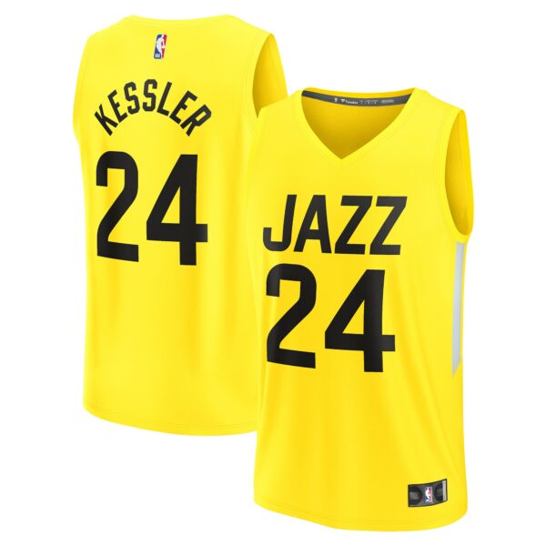 Walker Kessler Utah Jazz Fanatics Fast Break Replica Player Jersey - Icon Edition - Yellow - Image 2