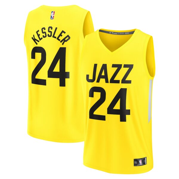 Walker Kessler Utah Jazz Fanatics Youth Fast Break Player Jersey - Icon Edition - Yellow - Image 2