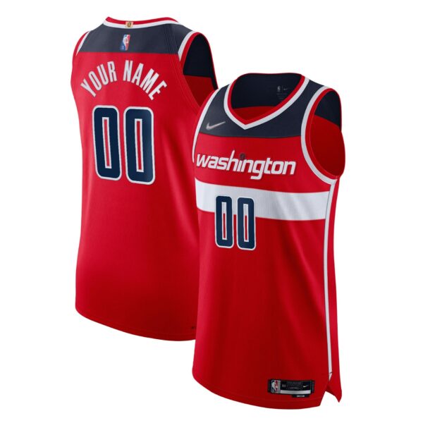 Washington Wizards Nike 2021/22 Diamond Authentic Custom Jersey - Icon Edition - Red - Image 2