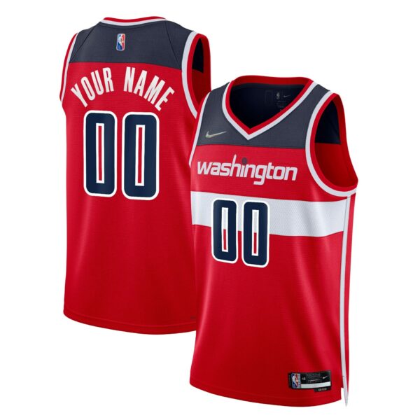 Washington Wizards Nike 2021/22 Diamond Swingman Custom Jersey - Icon Edition - Red - Image 2