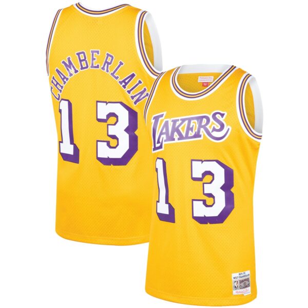 Wilt Chamberlain Los Angeles Lakers Mitchell & Ness 1971/72 Hardwood Classics Swingman Jersey - Gold - Image 2