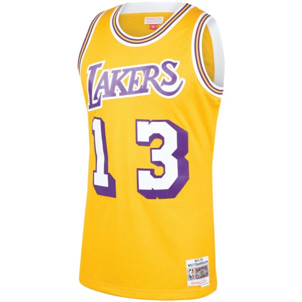 Wilt Chamberlain Los Angeles Lakers Mitchell & Ness 1971/72 Hardwood Classics Swingman Jersey - Gold - Image 3