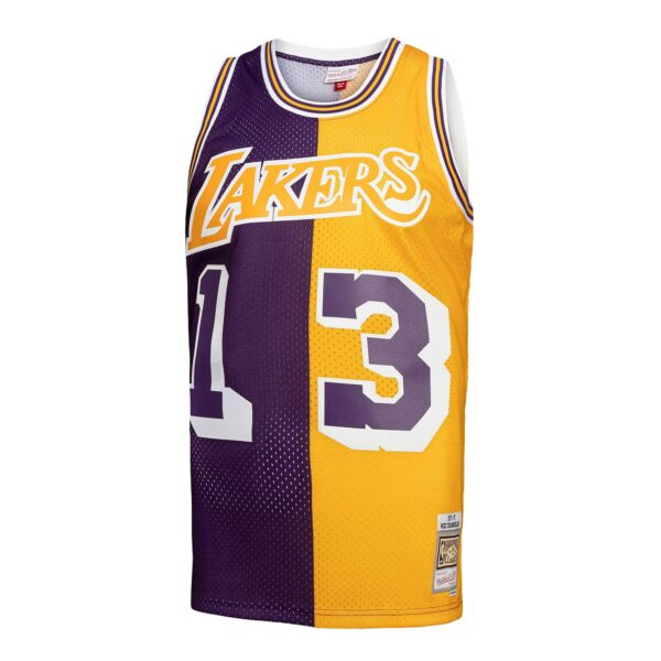 Wilt Chamberlain Los Angeles Lakers Mitchell & Ness Hardwood Classics 1971/72 Split Swingman Jersey - Purple/Gold - Image 3