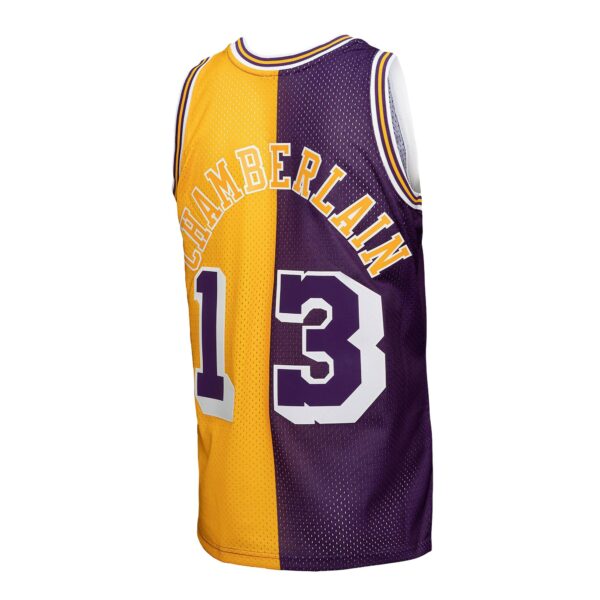 Wilt Chamberlain Los Angeles Lakers Mitchell & Ness Hardwood Classics 1971/72 Split Swingman Jersey - Purple/Gold - Image 4