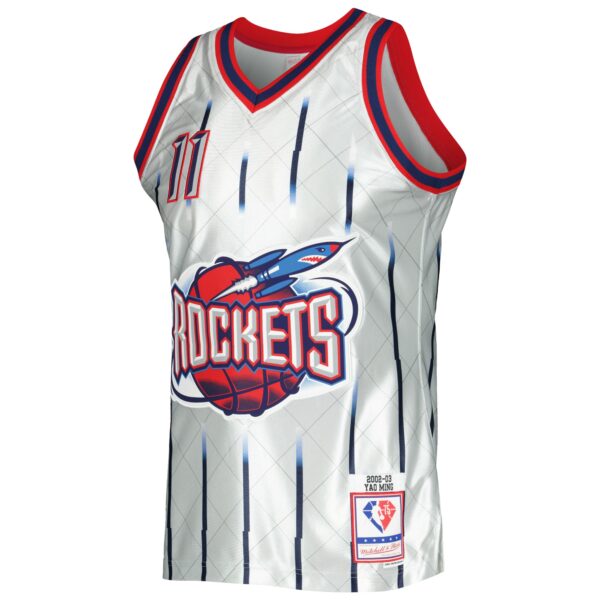 Yao Ming Houston Rockets Mitchell & Ness 2002/03 Hardwood Classics 75th Anniversary Swingman Jersey - Platinum - Image 3