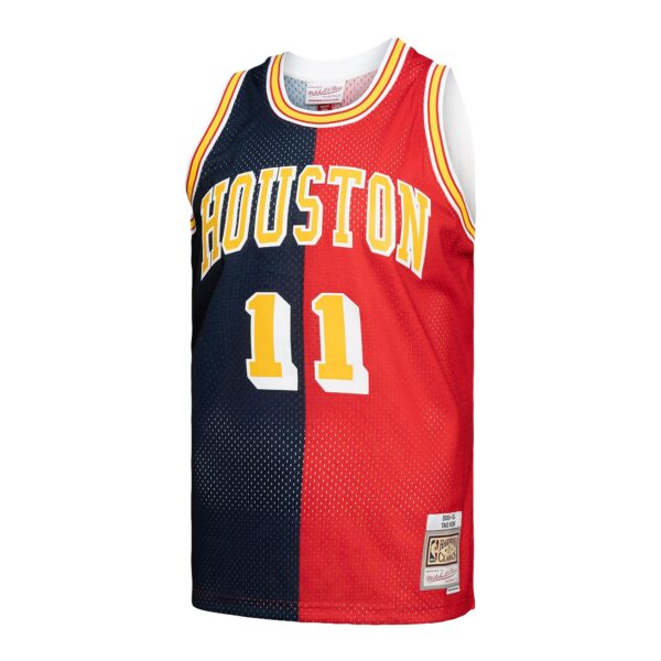 Yao Ming Houston Rockets Mitchell & Ness Hardwood Classics 2004/05 Split Swingman Jersey - Navy/Red - Image 3