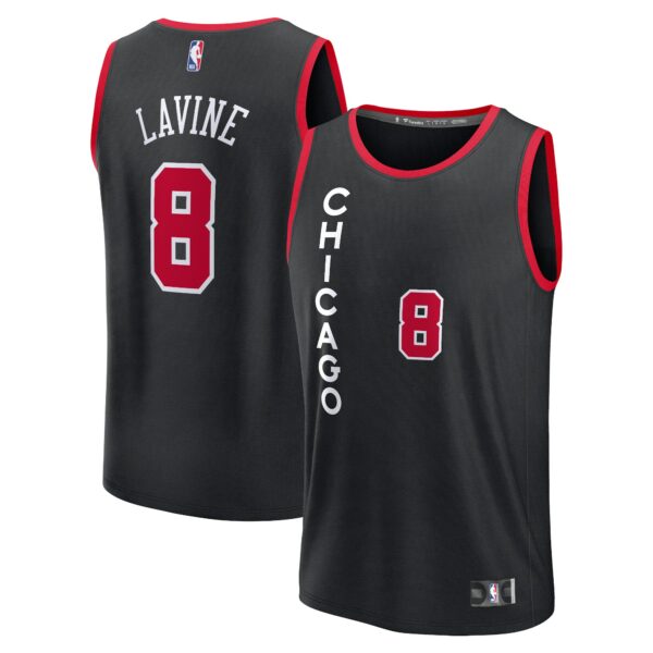 Zach LaVine Chicago Bulls Fanatics Fast Break Jersey - Black - City Edition - Image 2