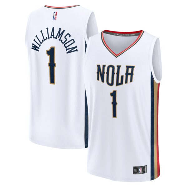 Zion Williamson New Orleans Pelicans Fanatics Fast Break Replica Jersey - City Edition - White - Image 2